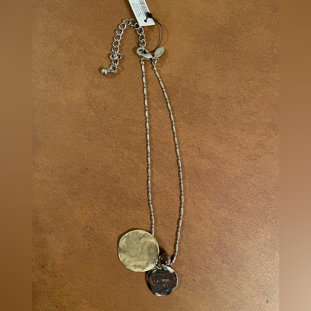 Chico’s “Be Inspired” reversible two tone necklace in silver and gold tones NWT - Picture 5 of 7
